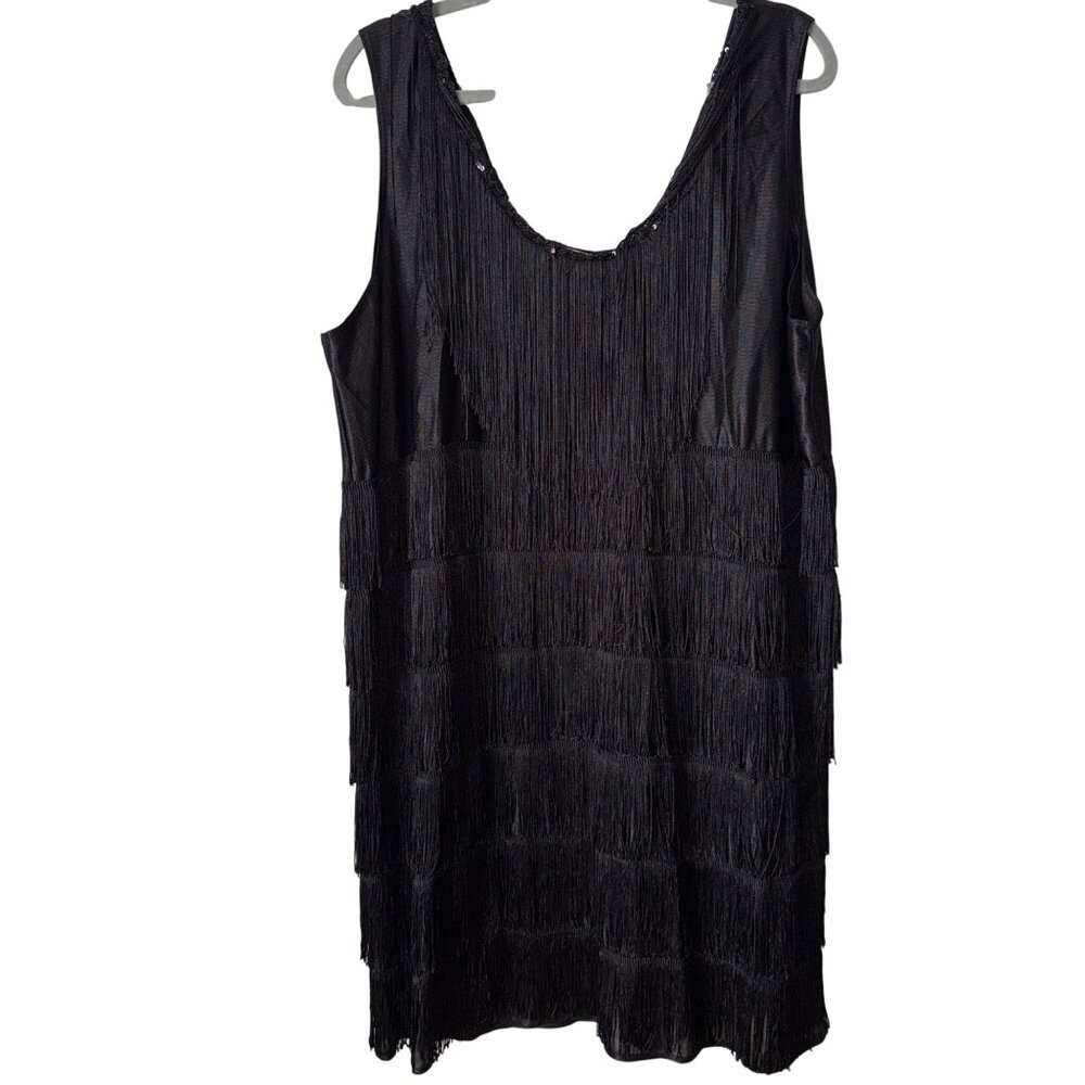Black Fringe Flapper Dress Plus 2X By California Costumes